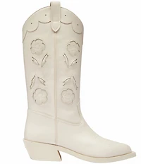 COACH Aria Floral Leather Block Heel Tall Cowboy Boots