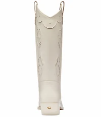 COACH Aria Floral Leather Block Heel Tall Cowboy Boots