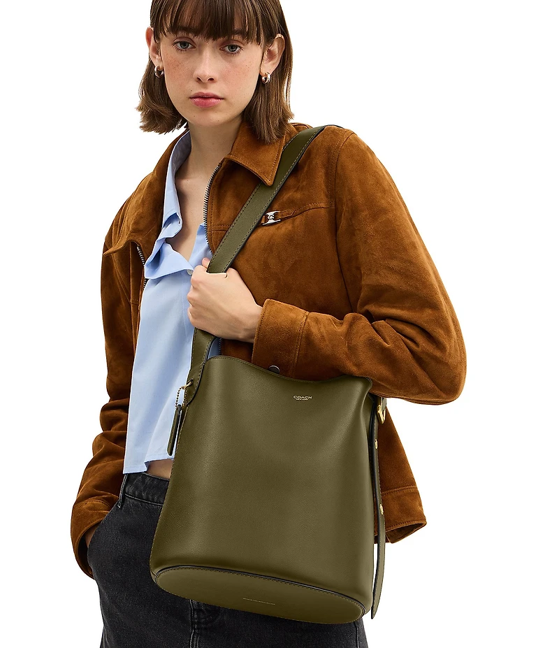 COACH Bleeker Leather Bucket Bag