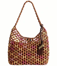 COACH Brooklyn 28 Beaded Wood Shoulder Bag