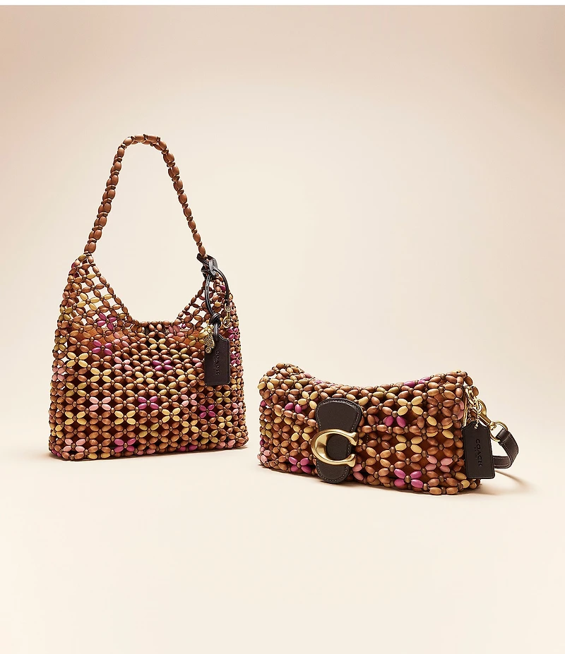 COACH Brooklyn 28 Beaded Wood Shoulder Bag