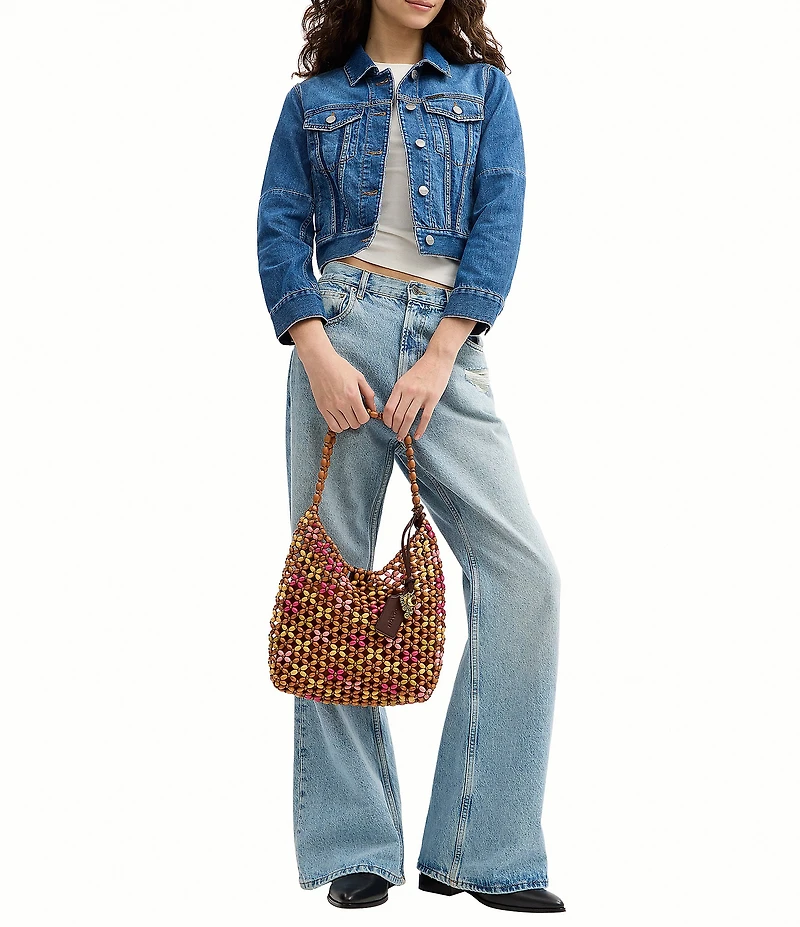 COACH Brooklyn 28 Beaded Wood Shoulder Bag