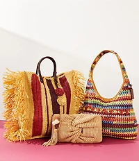 COACH Brooklyn 28 Multi Stripe Straw Shoulder Bag