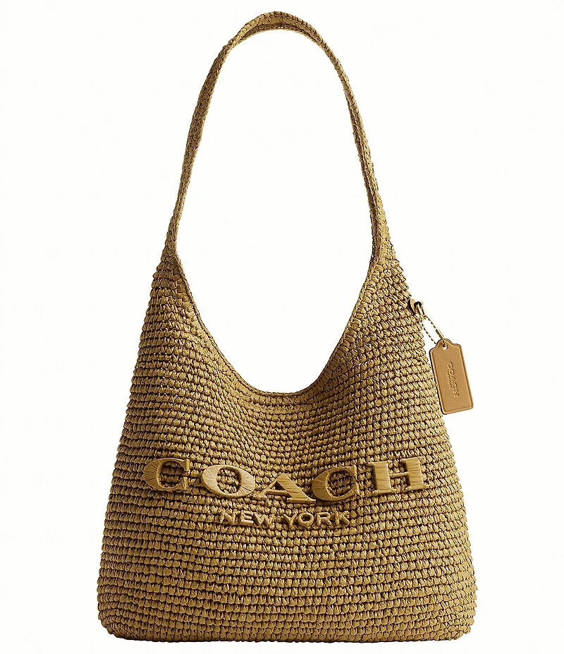 COACH Brooklyn 28 Straw Shoulder Bag