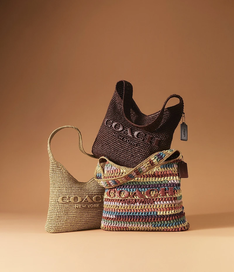 COACH Brooklyn 28 Straw Shoulder Bag