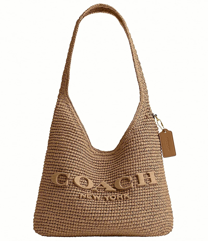 COACH Brooklyn 28 Straw Shoulder Bag