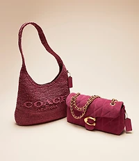 COACH Brooklyn 28 Straw Shoulder Bag