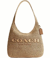 COACH Brooklyn 34 Straw Shoulder Bag