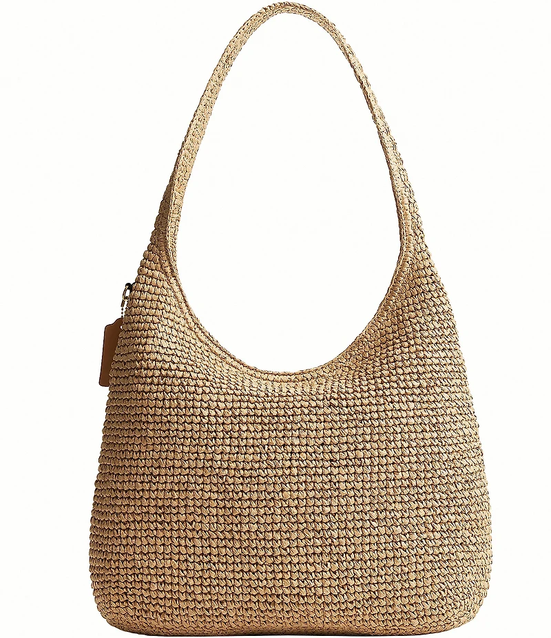 COACH Brooklyn 34 Straw Shoulder Bag