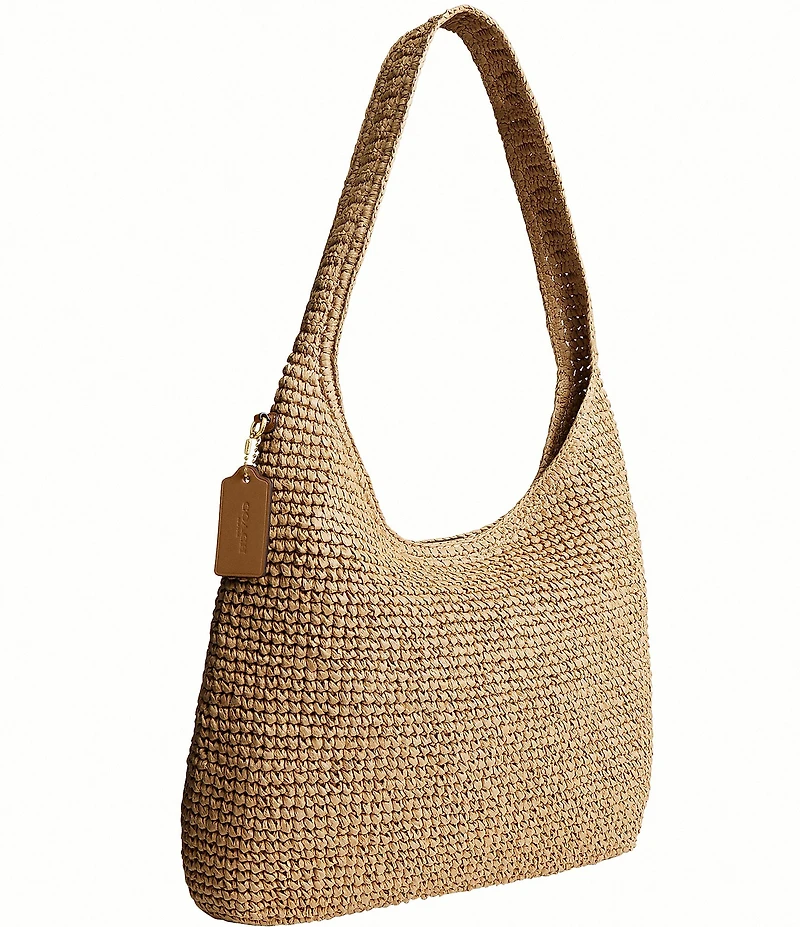 COACH Brooklyn 34 Straw Shoulder Bag