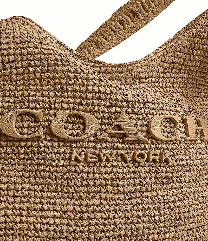 COACH Brooklyn 34 Straw Shoulder Bag