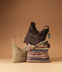 COACH Brooklyn 34 Straw Shoulder Bag