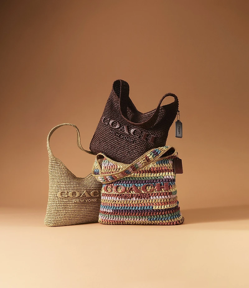 COACH Brooklyn 34 Straw Shoulder Bag