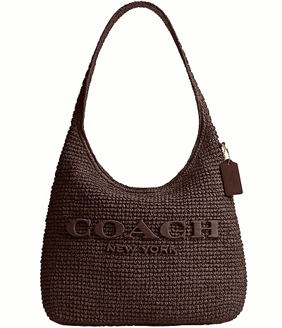COACH Brooklyn 34 Straw Shoulder Bag