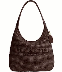 COACH Brooklyn 34 Straw Shoulder Bag