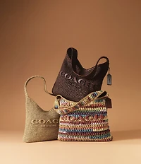 COACH Brooklyn 34 Straw Shoulder Bag