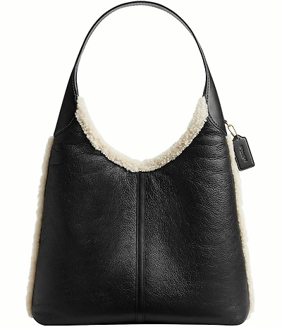 COACH Brooklyn Leather & Shearling Hobo Shoulder Bag 39