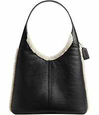 COACH Brooklyn Leather & Shearling Hobo Shoulder Bag 39