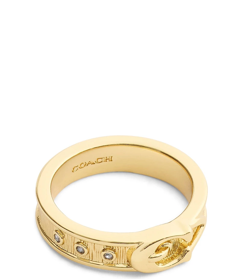 COACH Brushed Signature C Buckle Band Ring