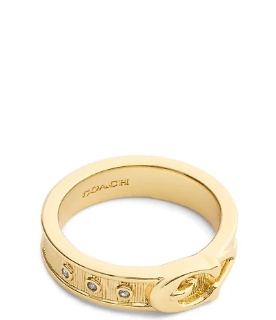 COACH Brushed Signature C Buckle Band Ring