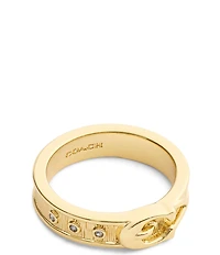 COACH Brushed Signature C Buckle Band Ring