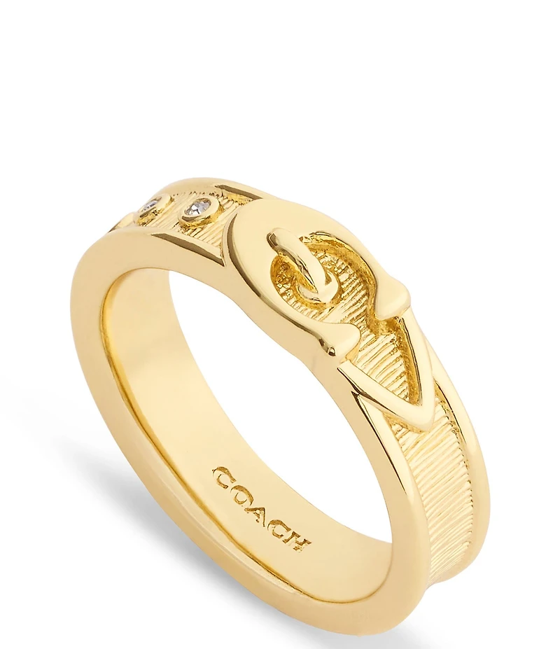 COACH Brushed Signature C Buckle Band Ring