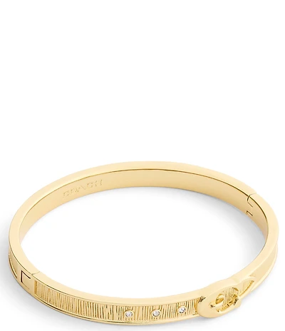 COACH Brushed Signature C Buckle Bangle Bracelet