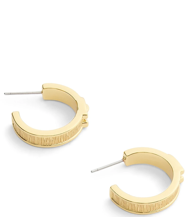 COACH Brushed Signature C Buckle Hoop Earrings