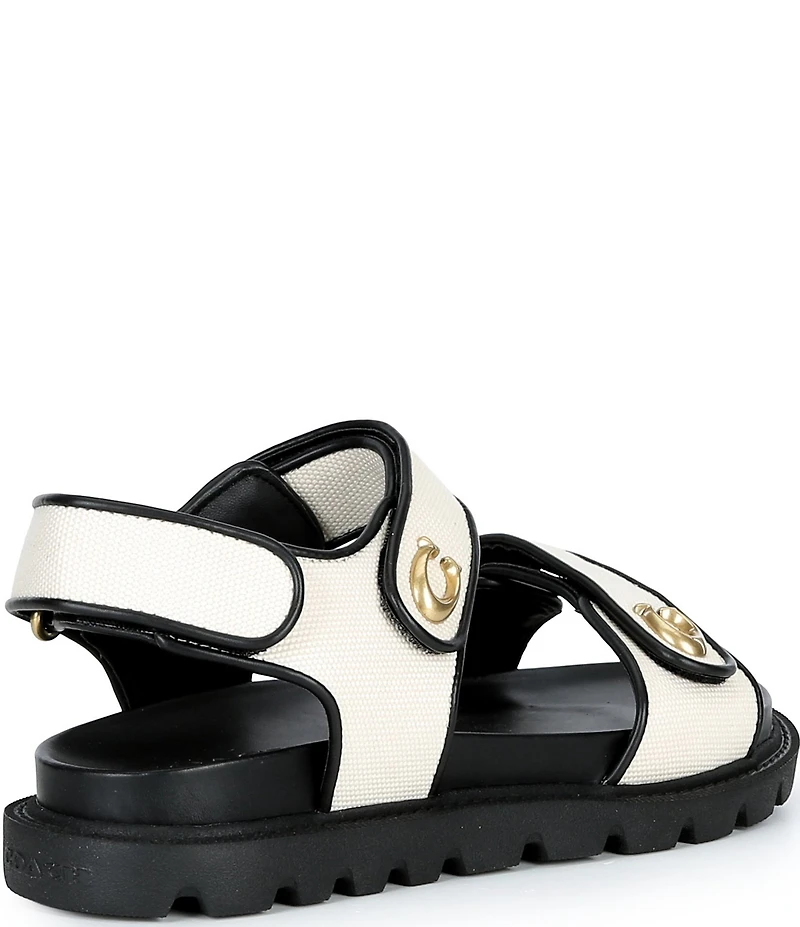 COACH Brynn Canvas Banded Hook-and-Loop Platform Sandals