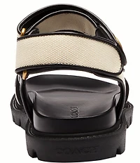 COACH Brynn Canvas Banded Hook-and-Loop Platform Sandals