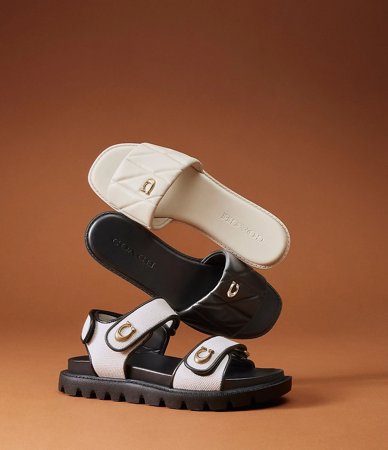 COACH Brynn Canvas Banded Hook-and-Loop Platform Sandals