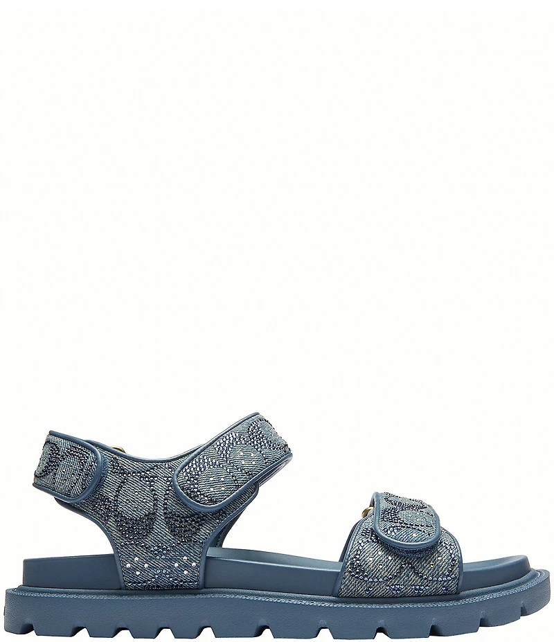 COACH Brynn Crystal Signature Denim Sandals