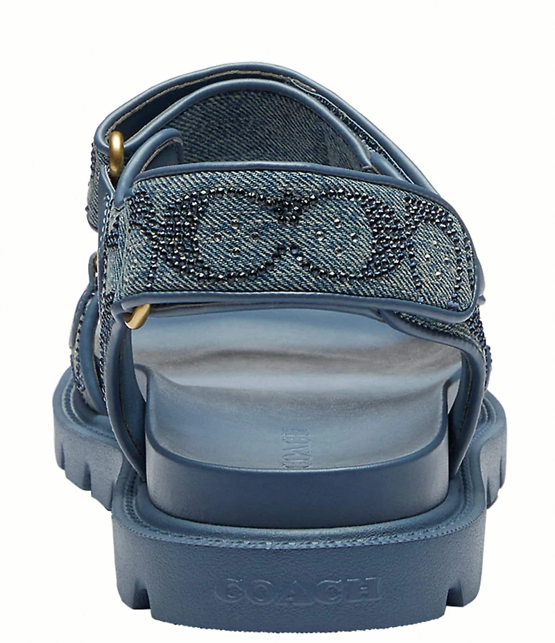 COACH Brynn Crystal Signature Denim Sandals