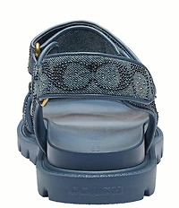 COACH Brynn Crystal Signature Denim Sandals