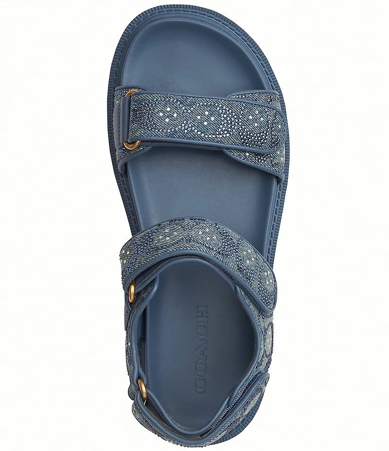 COACH Brynn Crystal Signature Denim Sandals