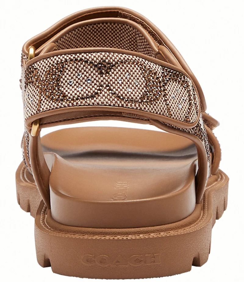 COACH Brynn Crystal Limited Edition Signature Jacquard Banded Sandals