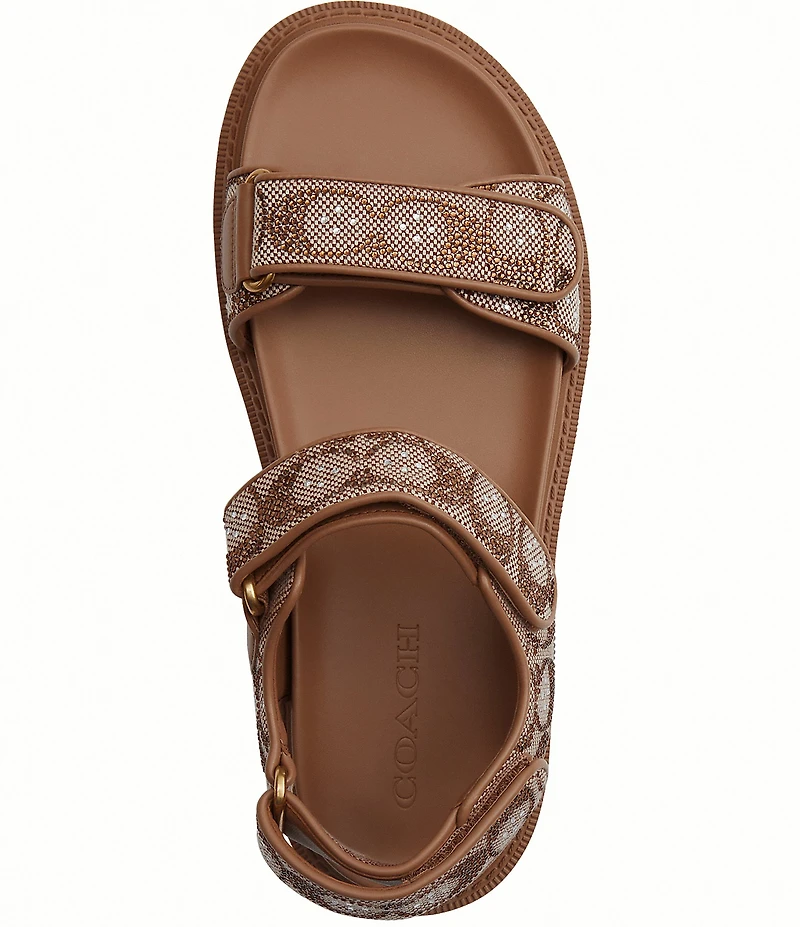 COACH Brynn Crystal Limited Edition Signature Jacquard Banded Sandals