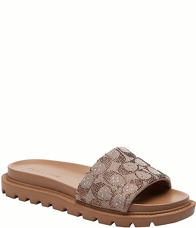 COACH Brynn Crystal Limited Edition Signature Jacquard Slide Sandals