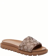 COACH Brynn Crystal Limited Edition Signature Jacquard Slide Sandals