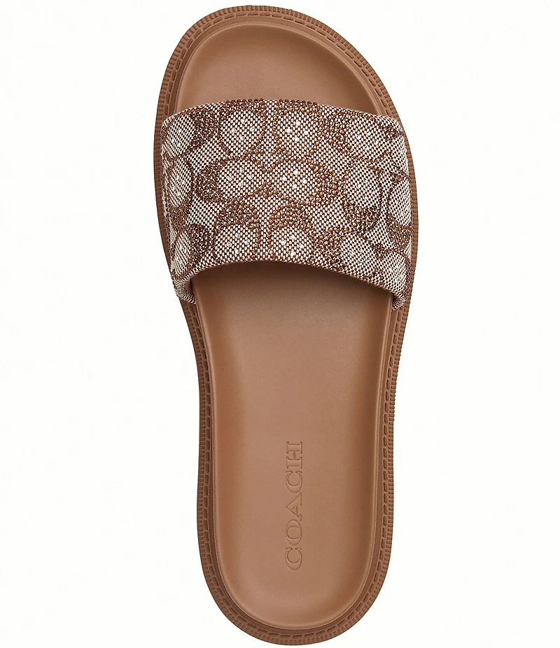 COACH Brynn Crystal Limited Edition Signature Jacquard Slide Sandals