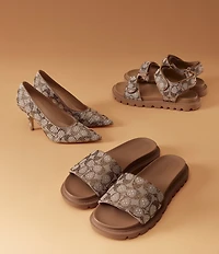COACH Brynn Crystal Limited Edition Signature Jacquard Slide Sandals