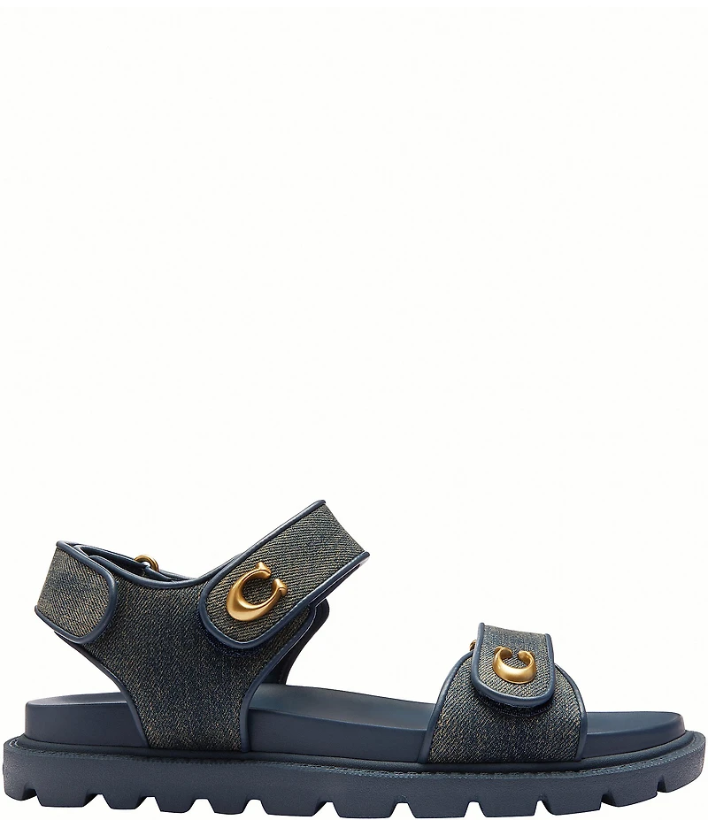 COACH Brynn Denim Hook-and-Loop Sandals