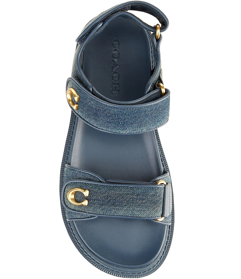 COACH Brynn Denim Hook-and-Loop Sandals