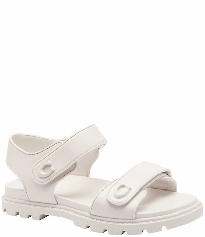 COACH Brynn Leather Signature Logo Detail Banded Sandals