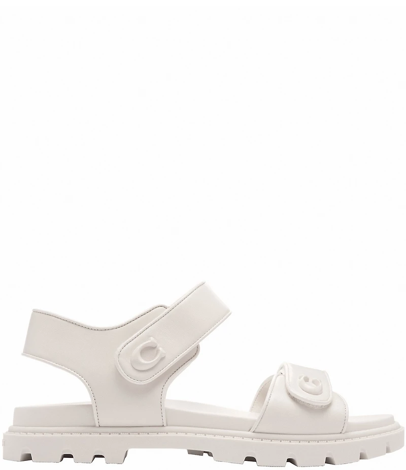 COACH Brynn Leather Signature Logo Detail Banded Sandals