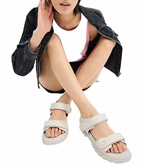 COACH Brynn Leather Signature Logo Detail Banded Sandals
