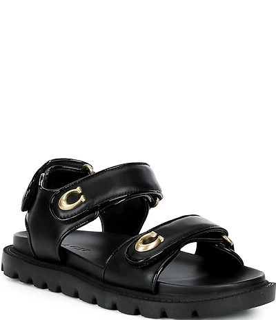 COACH Brynn Leather Hook-and-Loop Sandals