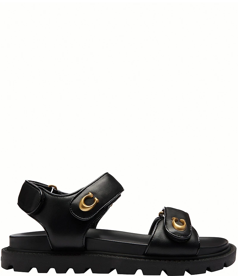 COACH Brynn Leather Hook-and-Loop Sandals