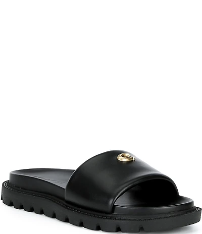 COACH Brynn Leather Slide Sandals