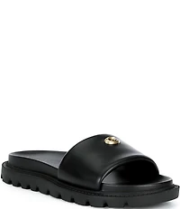 COACH Brynn Leather Slide Sandals